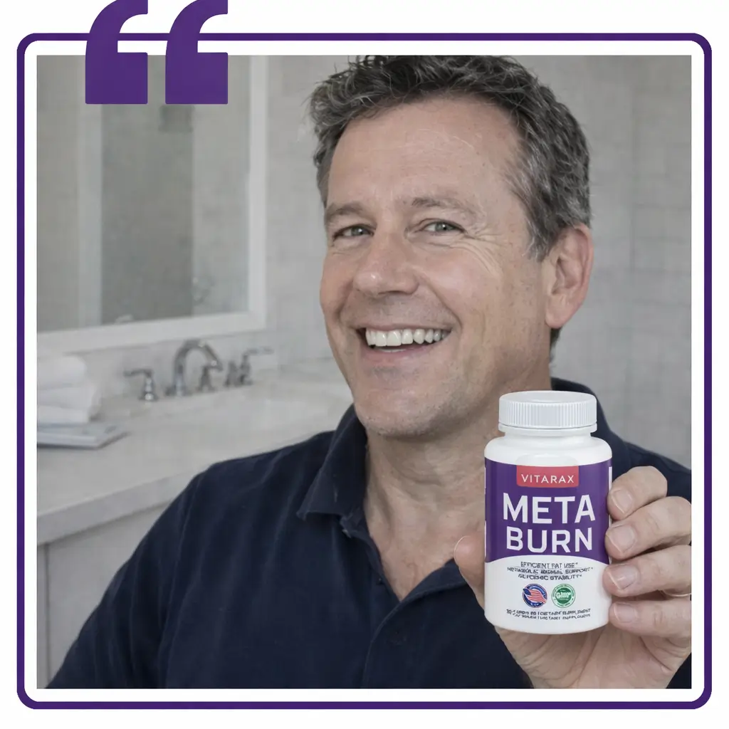 Michael R. holding MetaBurn bottle